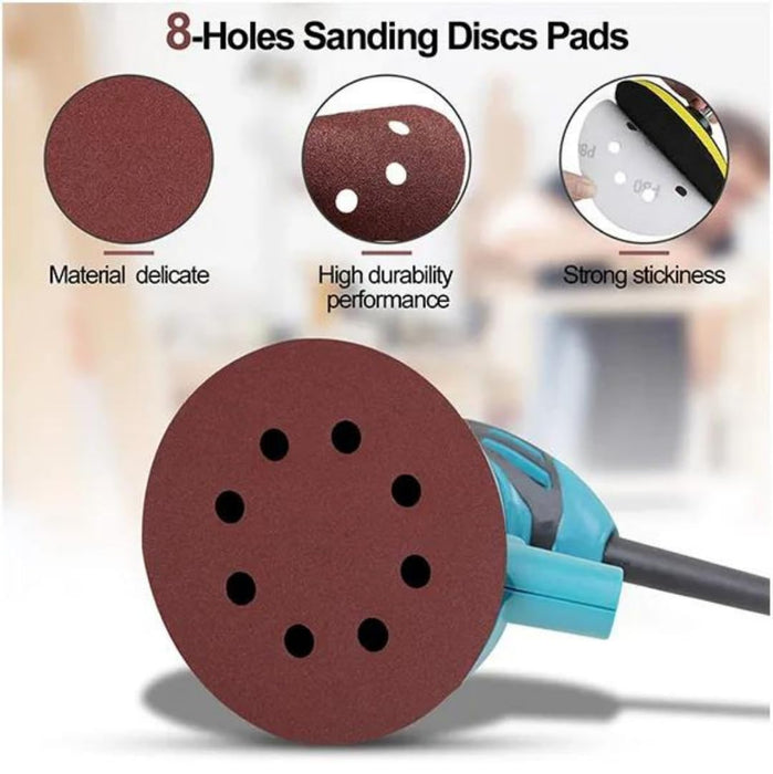 (P 120) 125mm Sanding Discs For Random Orbital Sander 8 holes
