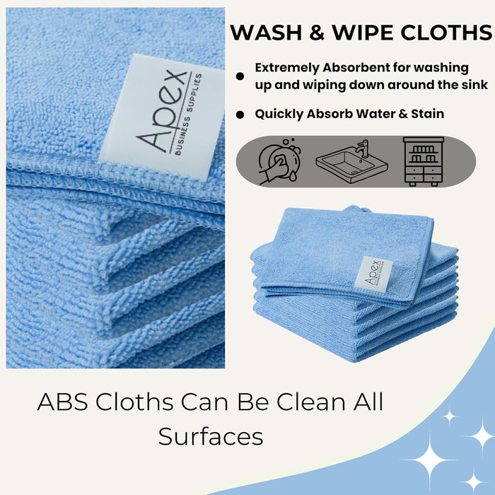 32 X 32 CM Sky Blue Microfibre Cloths Multi-Purpose Reusable Lint & Streak Free Cloths