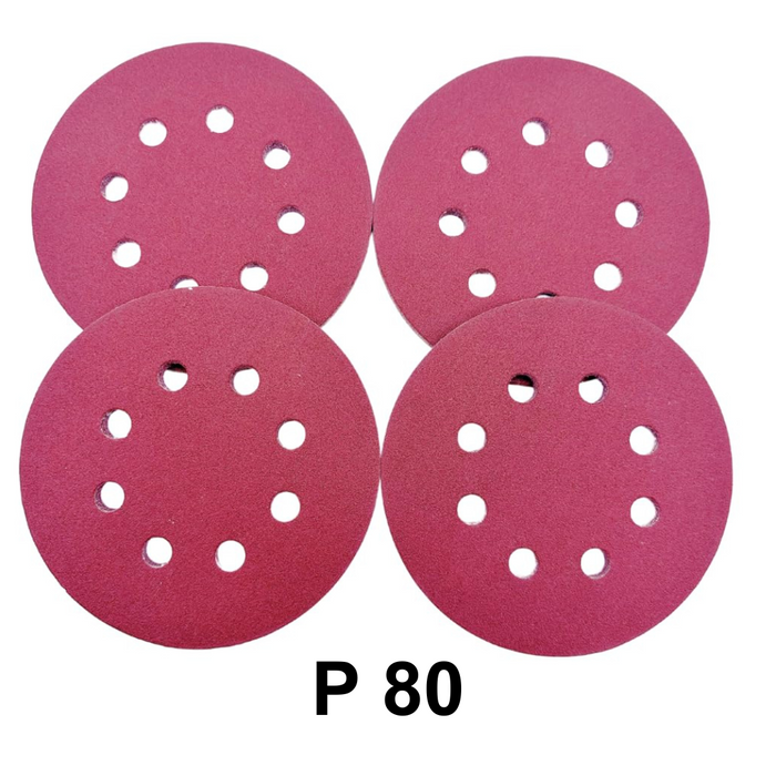 (P 80) 125mm Sanding Discs For Random Orbital Sander 8 holes