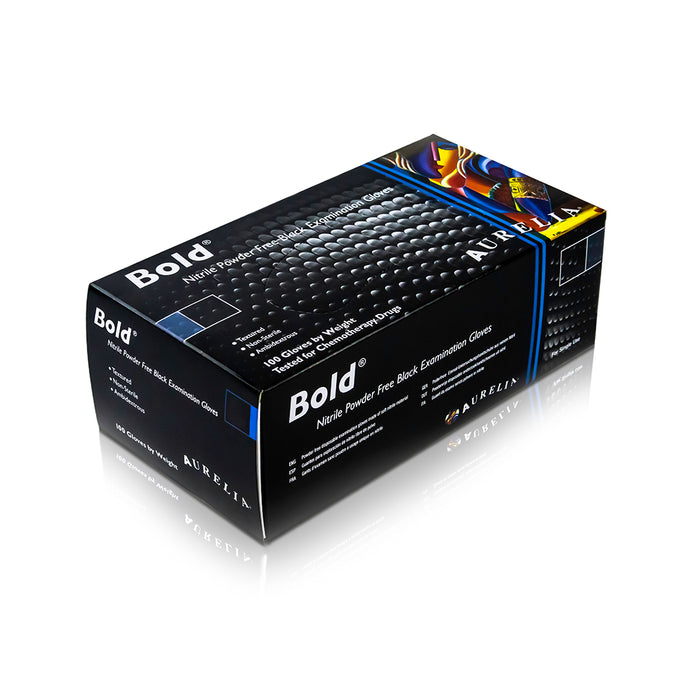 Aurelia Bold Black Nitrile examination gloves Premium quality Box of 100/1000