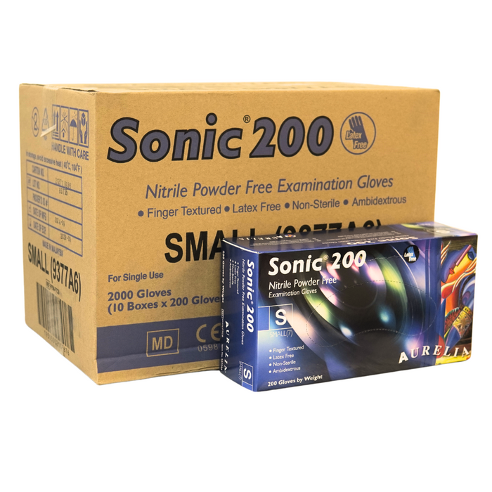 Sonic 200 - Blue Nitrile Gloves - Powder Free (Small)