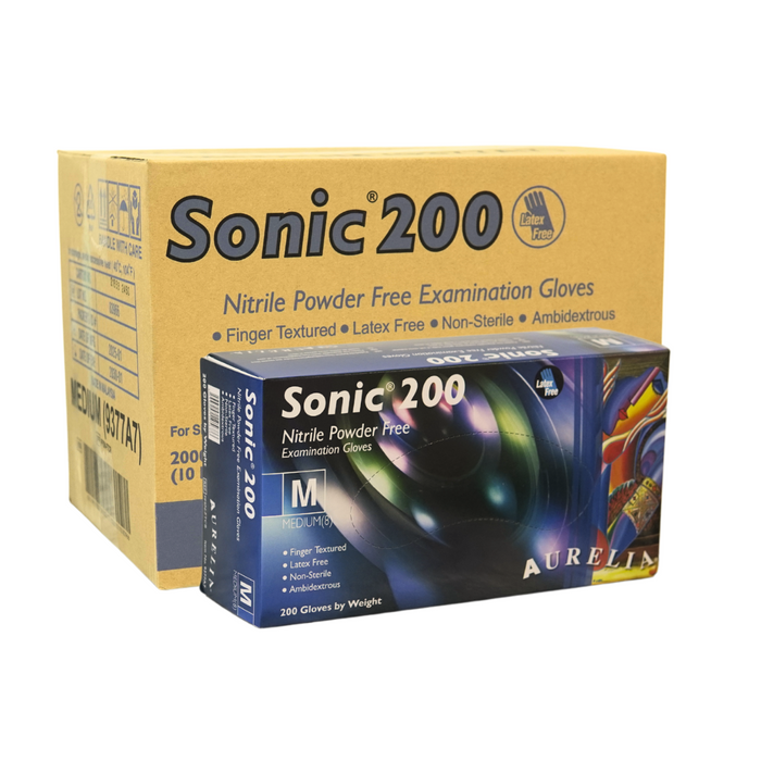 Sonic 200 - Blue Nitrile Gloves - Powder Free (Medium)