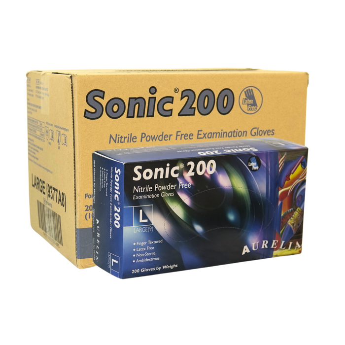 Sonic 200 - Blue Nitrile Gloves - Powder Free (Large)
