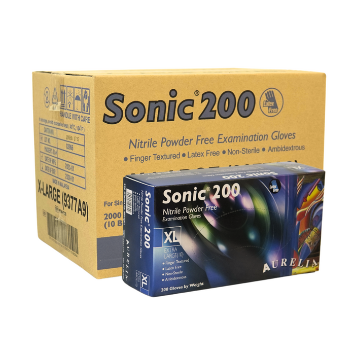 Sonic 200 - Blue Nitrile Gloves - Powder Free (Extra Large)