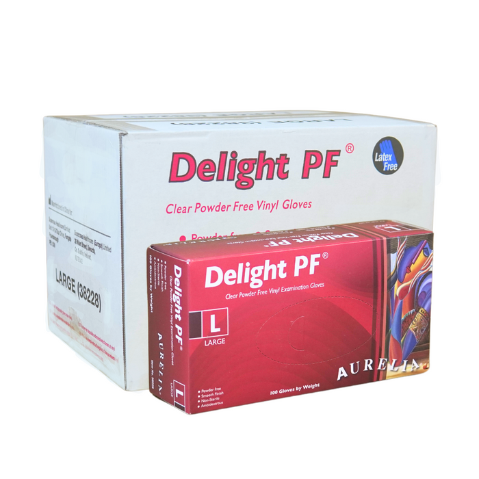 Delight - Clear Vinyl Gloves - Powder Free (Large)