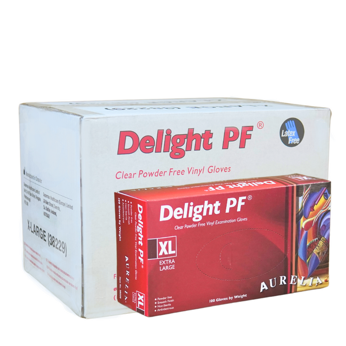 Delight - Clear Vinyl Gloves - Powder Free (Extra Large)
