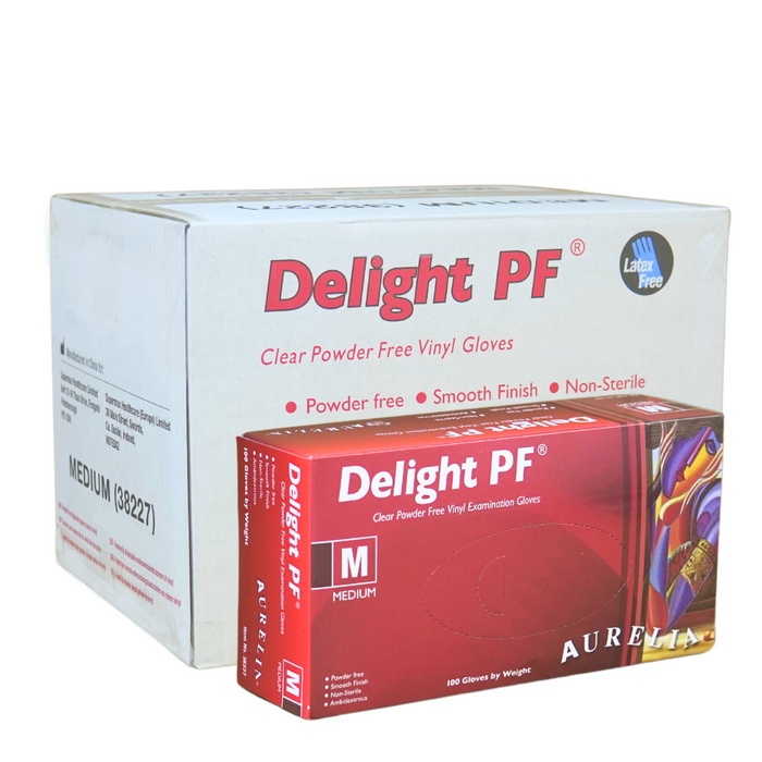 Delight - Clear Vinyl Gloves - Powder Free (Medium)