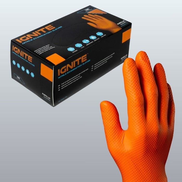 Aurelia Ignite Orange Nitrile examination gloves Box Of 100 Premium quality