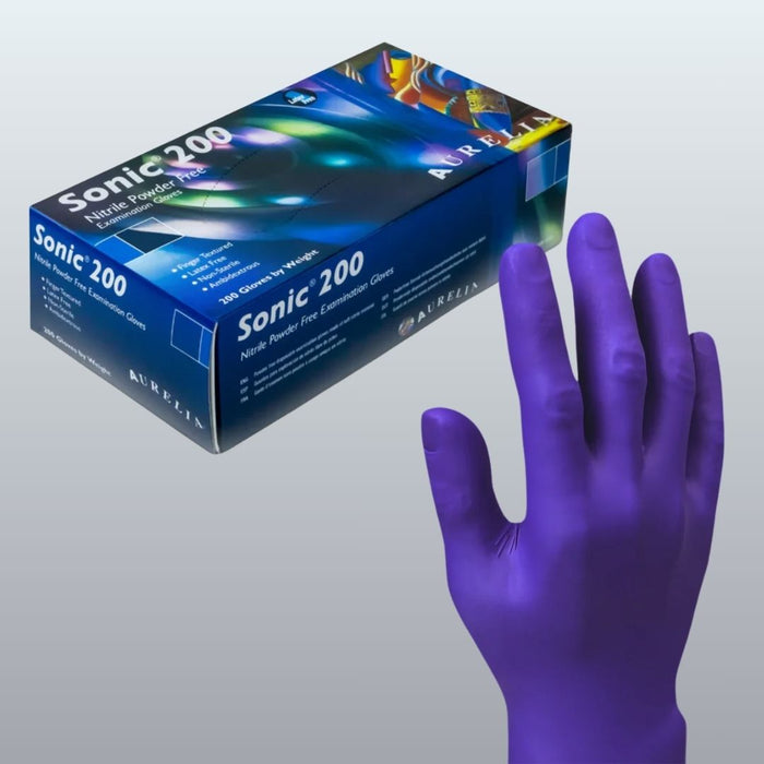 Sonic 200 Blue Nitrile Examination Disposable Gloves - Box of 200