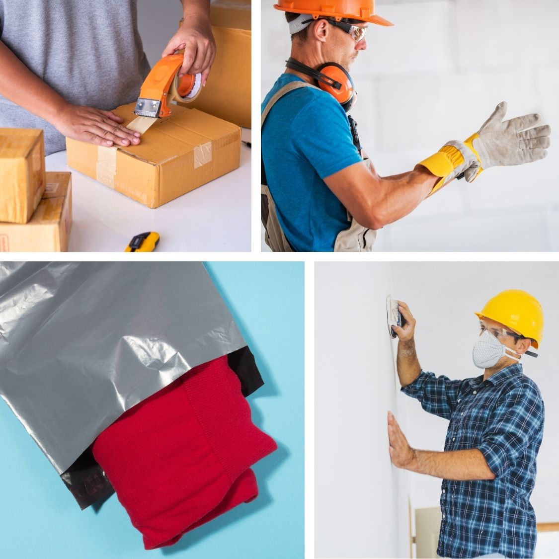 Packaging and workplace supplies used in everyday business operations