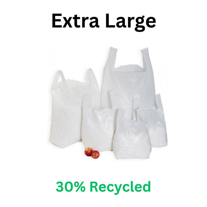 Extra Large - White HD Vest Carrier Bags - 30% Recycled