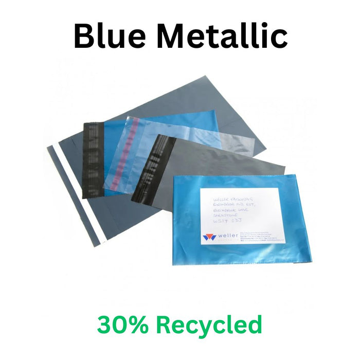 3 Layer Blue Metallic Poly Mailing Bags - Permanent Self Adhesive - 30% Recycled