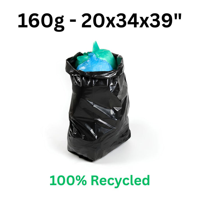 Refuse Sacks - Black - 20x34x39" 160g - 100% Recycled
