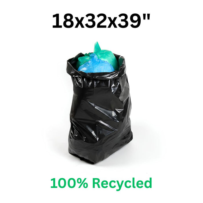 Refuse Sacks - Black - 18x32x39" - 100% Recycled