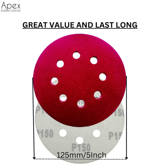 100pcs (P 400) 125mm Sanding Discs For Random Orbital Sander 8 holes