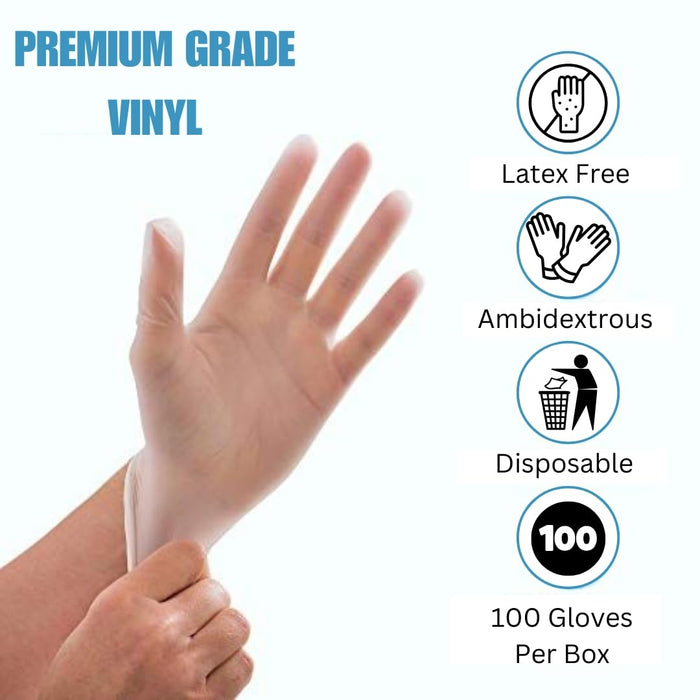 Delight - Clear Vinyl Gloves - Powder Free (Medium)