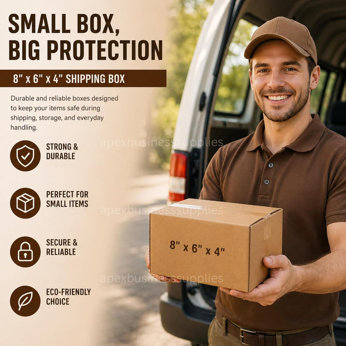Boxes of 8x6x4 Inch Small Cardboard Boxes | Single Wall Shipping Boxes, Mailing & Postal Boxes | Strong Corrugated Packing Boxes for Moving, Storage, Royal Mail Small Parcel