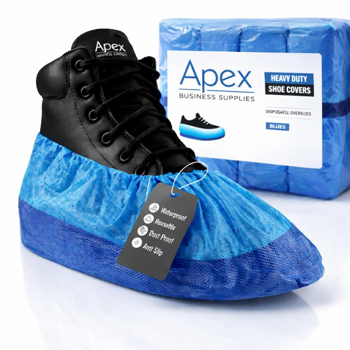 Reusable Waterproof Shoe Covers for Indoors & Outdoors – Non-Slip Heavy Duty Overshoes for Cleaning, Rain, Labs, Hospitals & Carpet Protection – Washable CPE/PP Boot Covers