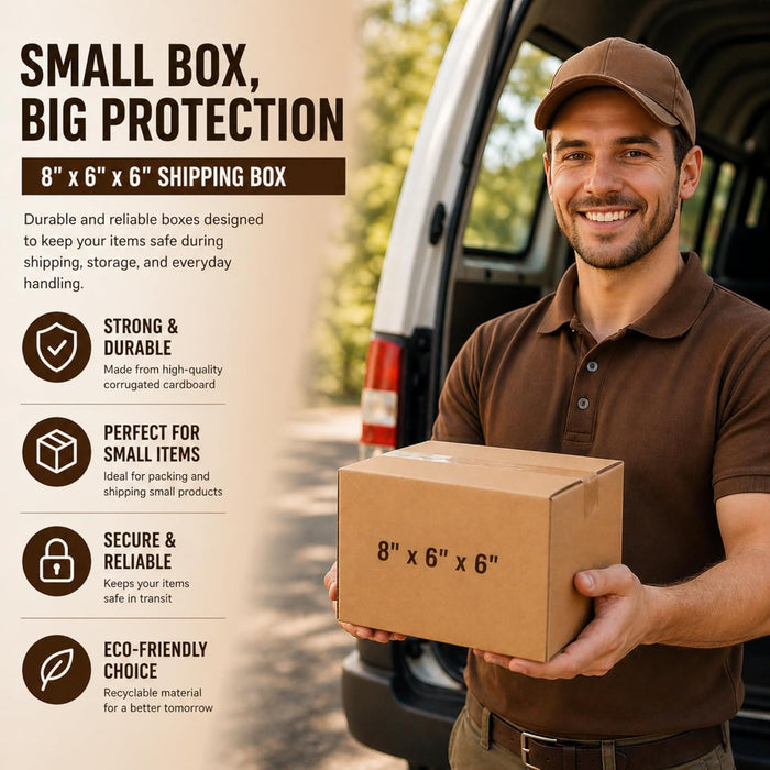 Boxes of 8x6x6 Inch Small Cardboard Boxes | Single Wall Shipping Boxes, Mailing & Postal Boxes | Strong Corrugated Packing Boxes for Moving, Storage, Royal Mail Small Parcel