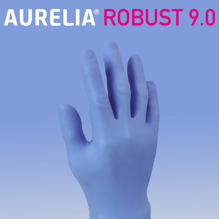 Aurelia Robust 9.0 Nitrile Examination Disposable Glove Premium Quality Box Of 100