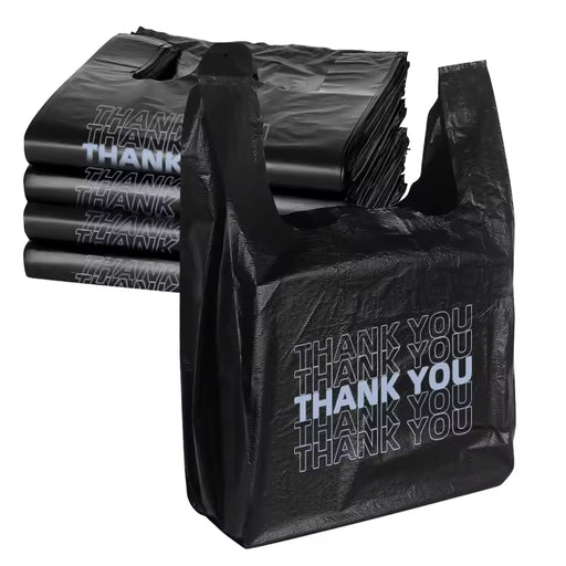 Black Opaque "Recycled" Vest Carrier Bags - 30% Recycled