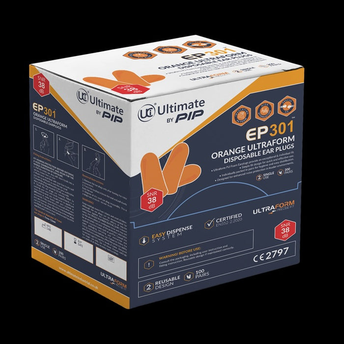 UCi EP301 PU Foam Ear Plugs 38 SNR (Box of 200)