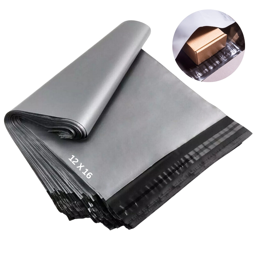 Strong Self-Seal Mailing Bags - 12" X 16" Grey Plastic Postal Pouches (UK Made)