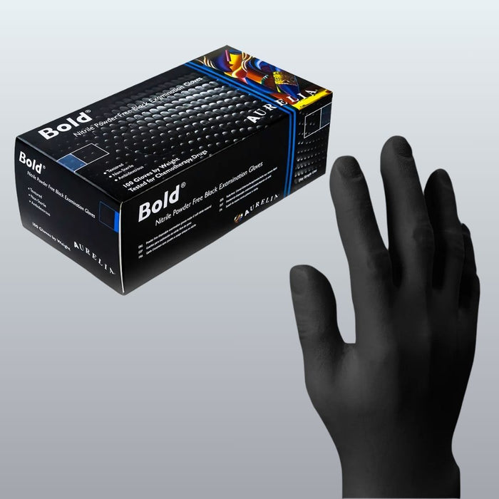 Aurelia Bold Black Nitrile examination gloves Premium quality Box of 100/1000