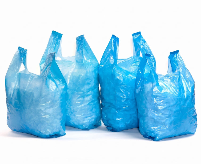Blue "Recycled" Vest Carrier Bags - 100% Recycled