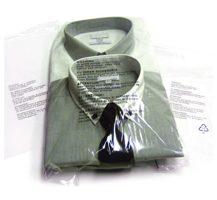 Clear Polyprop Garment Bags - Resealable Self Adhesive Strip - 30% Recycled